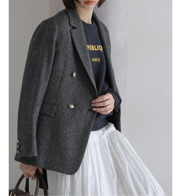  「ツイードジャケット」|テーラードジャケット|ブラック