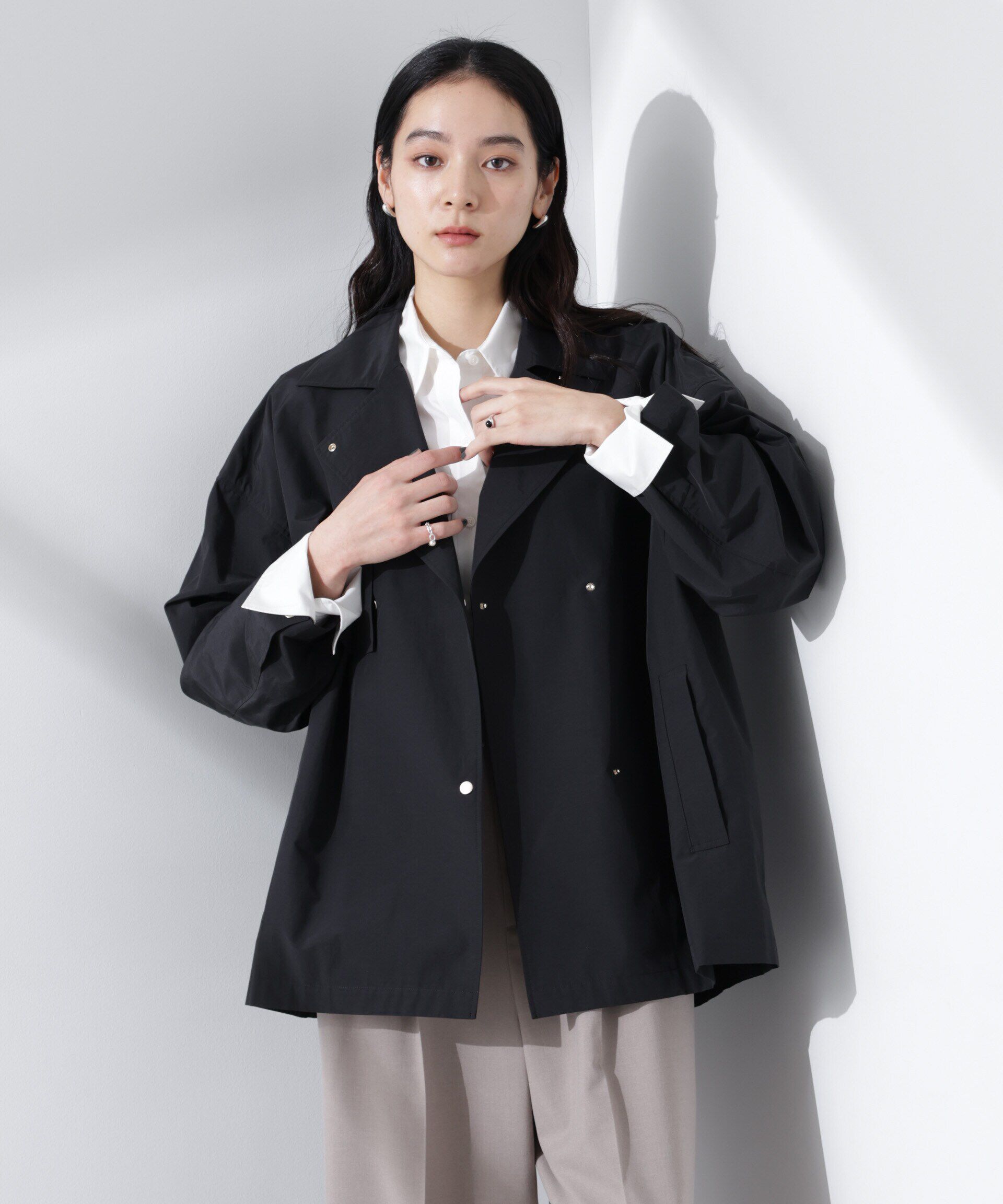 nano･universe「ミドル丈ワイドラフトレンチ」|その他|