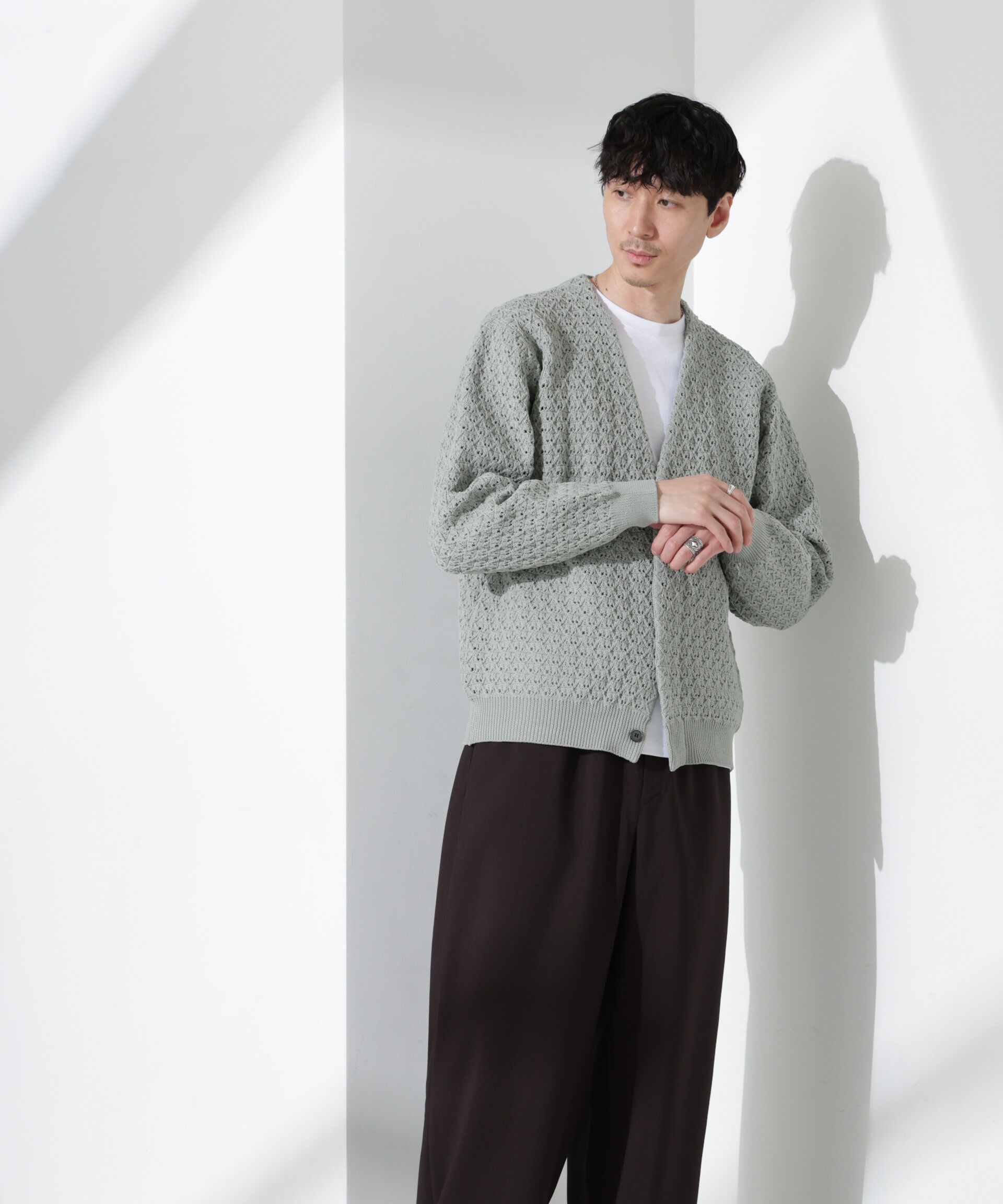 nano･universe「スポンディッシュ フライフロントカーディガン」|ニット・セーター|