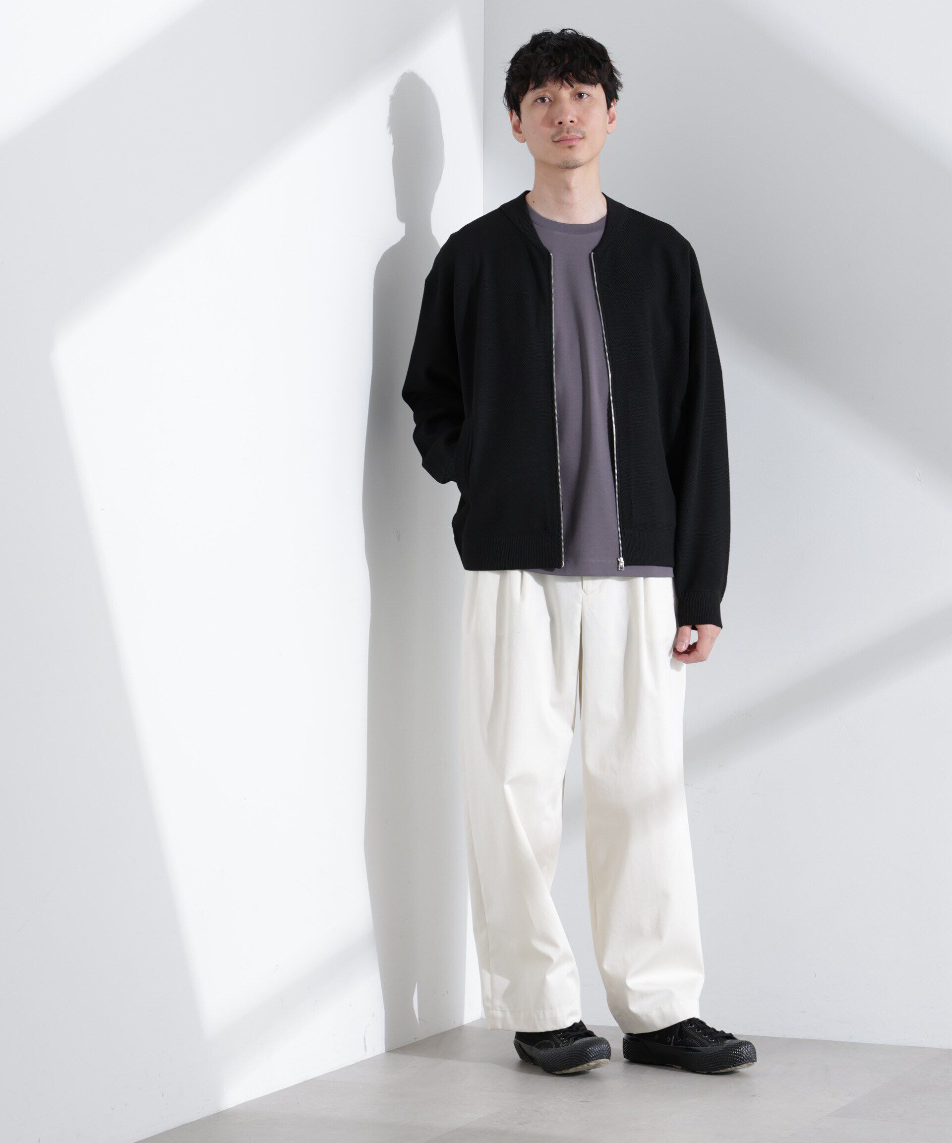 nano･universe「エアニットジップブルゾン」|ブルゾン・スタジャン|