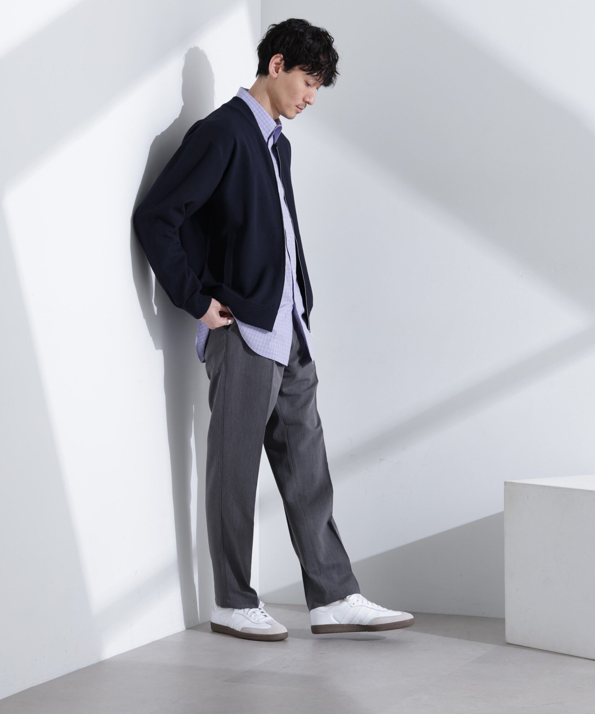 nano･universe「エアニットジップブルゾン」|ブルゾン・スタジャン|