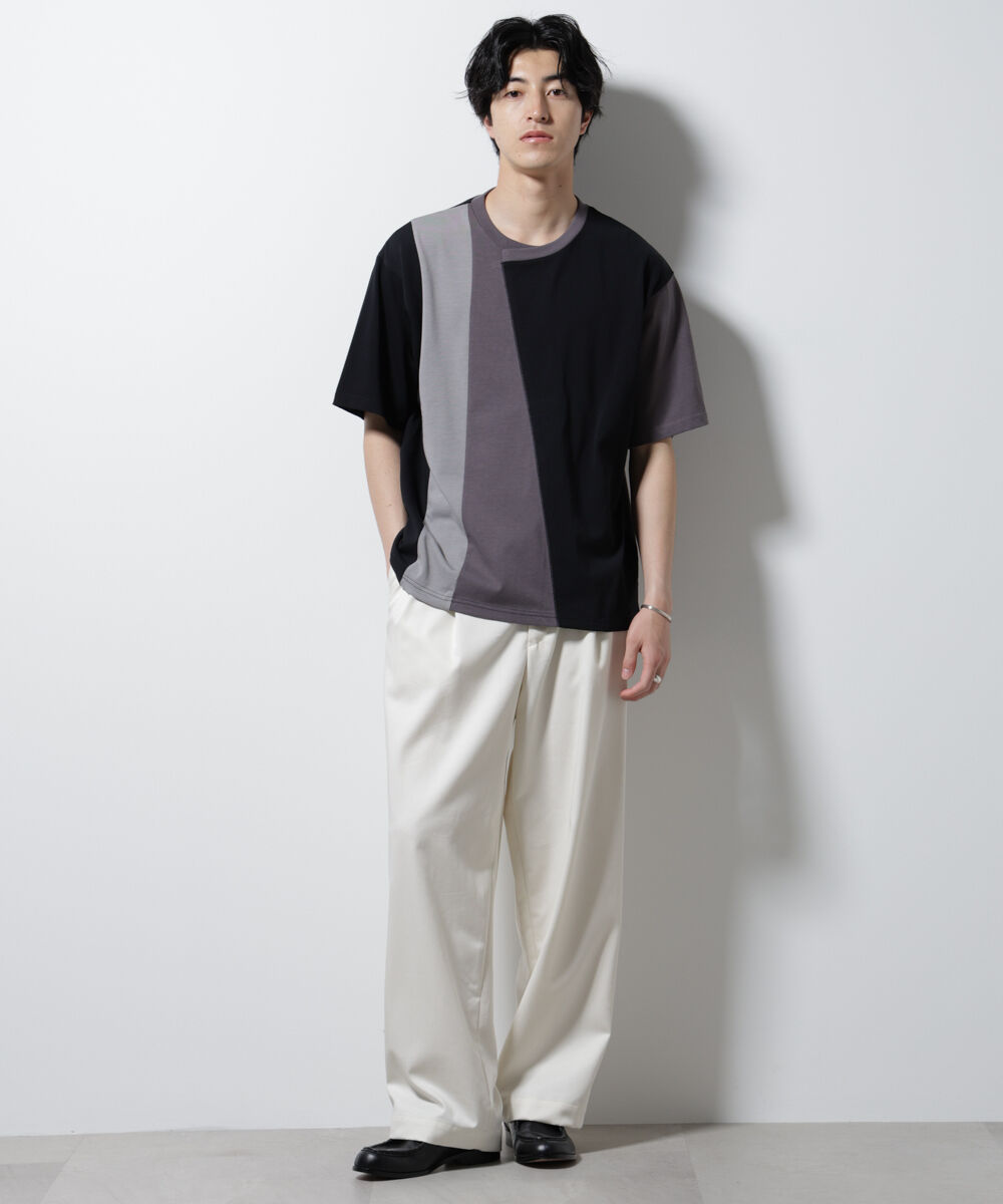 nano･universe「デザイン切替クルーネックTシャツ 半袖」|Tシャツ・カットソー|