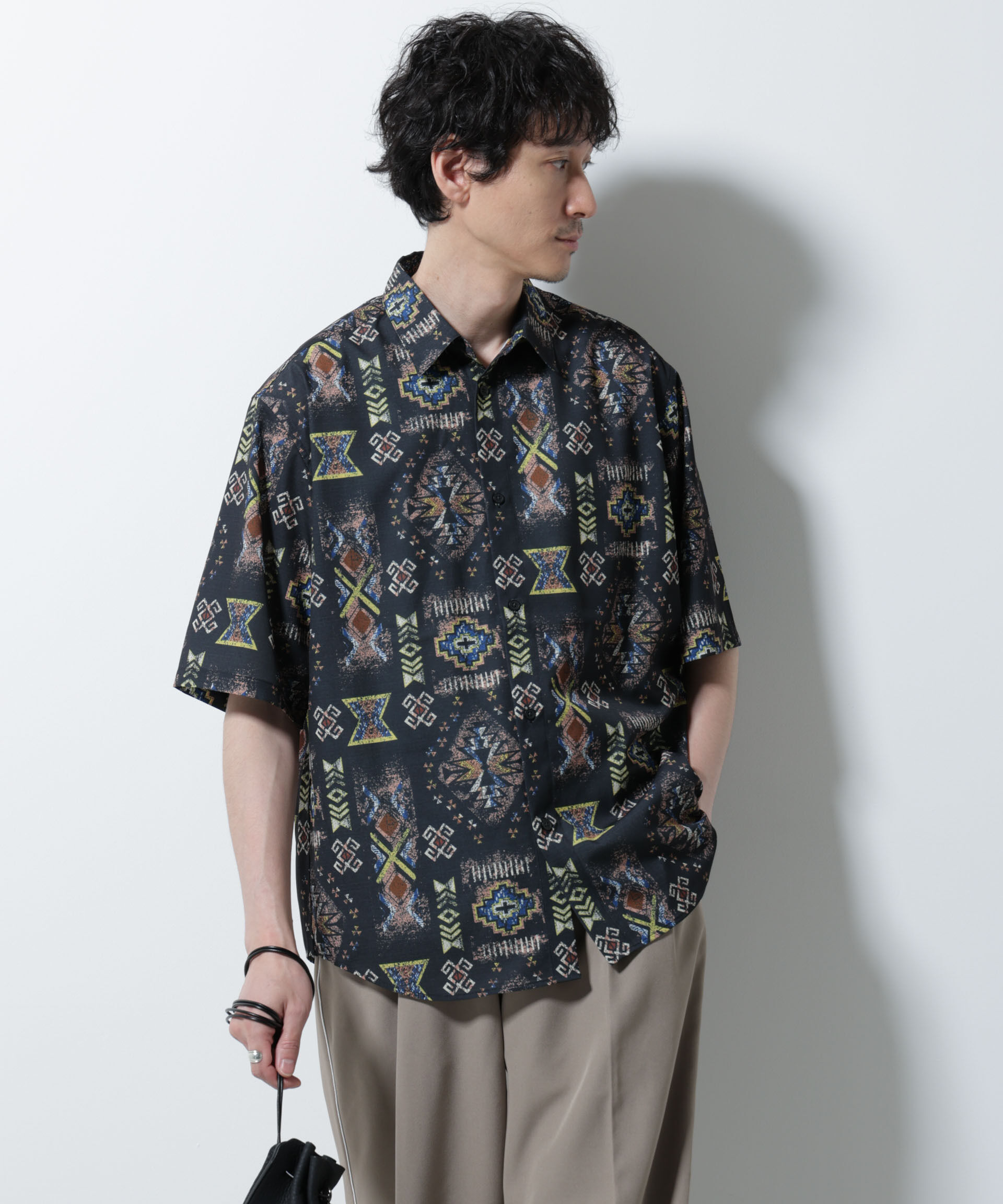 nano･universe「デジタルプリントシャツ 半袖」|シャツ・ブラウス|パターン1