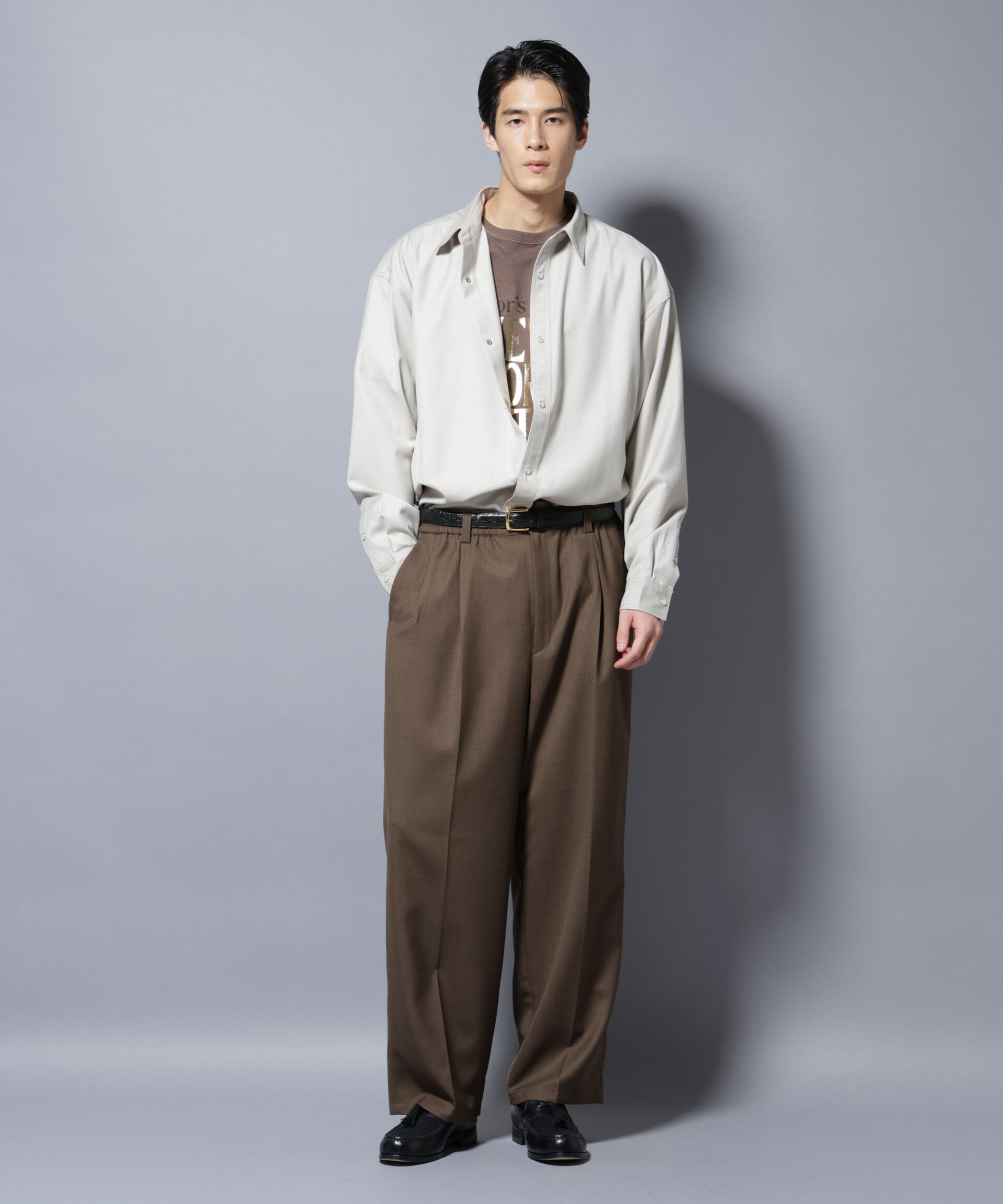 nano･universe「トリプルステッチ パールドットオーバーシャツ」|シャツ・ブラウス|