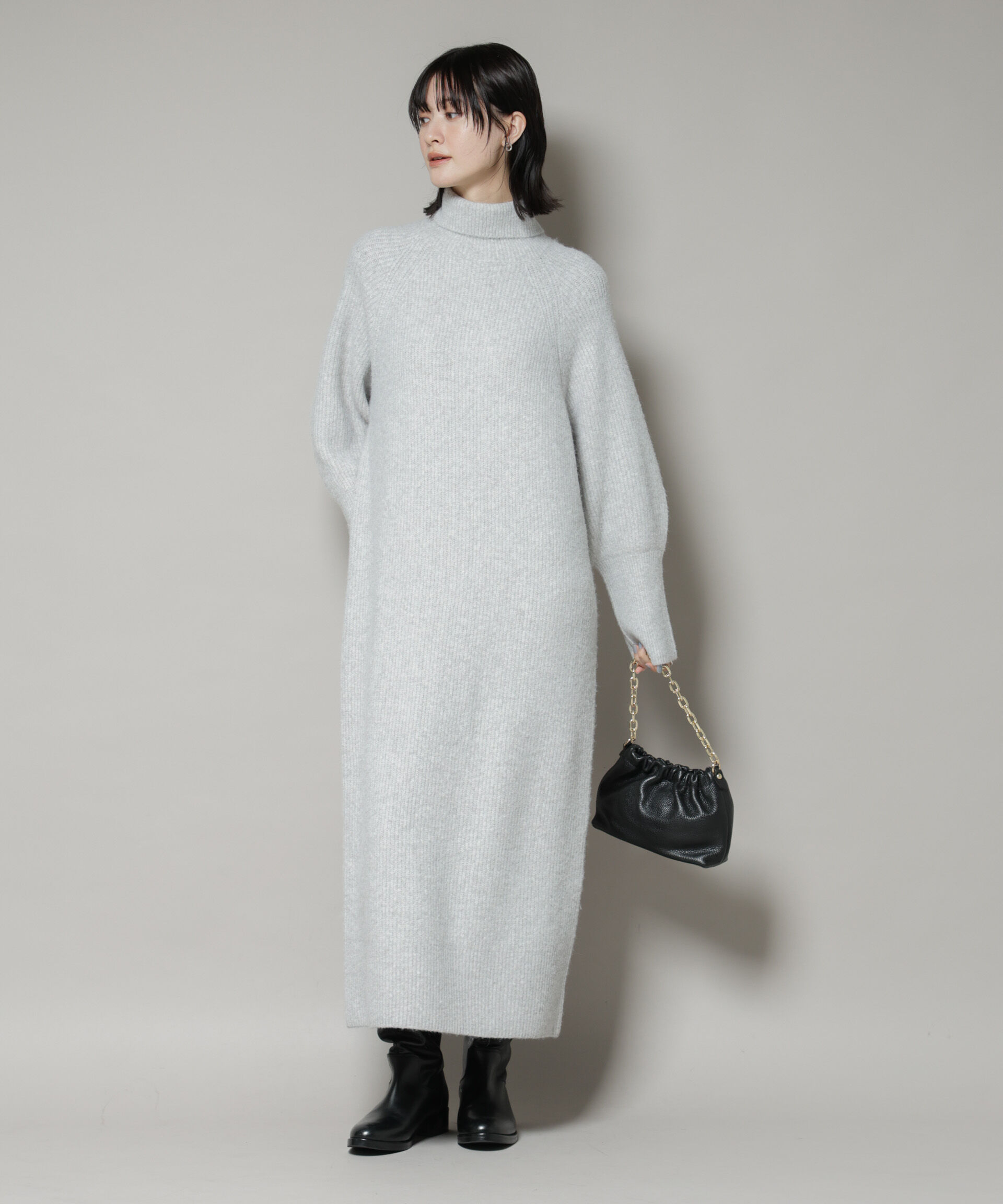 nano･universe「エアリーヤーン畦編タートルニットマキシワンピース」|ワンピース|