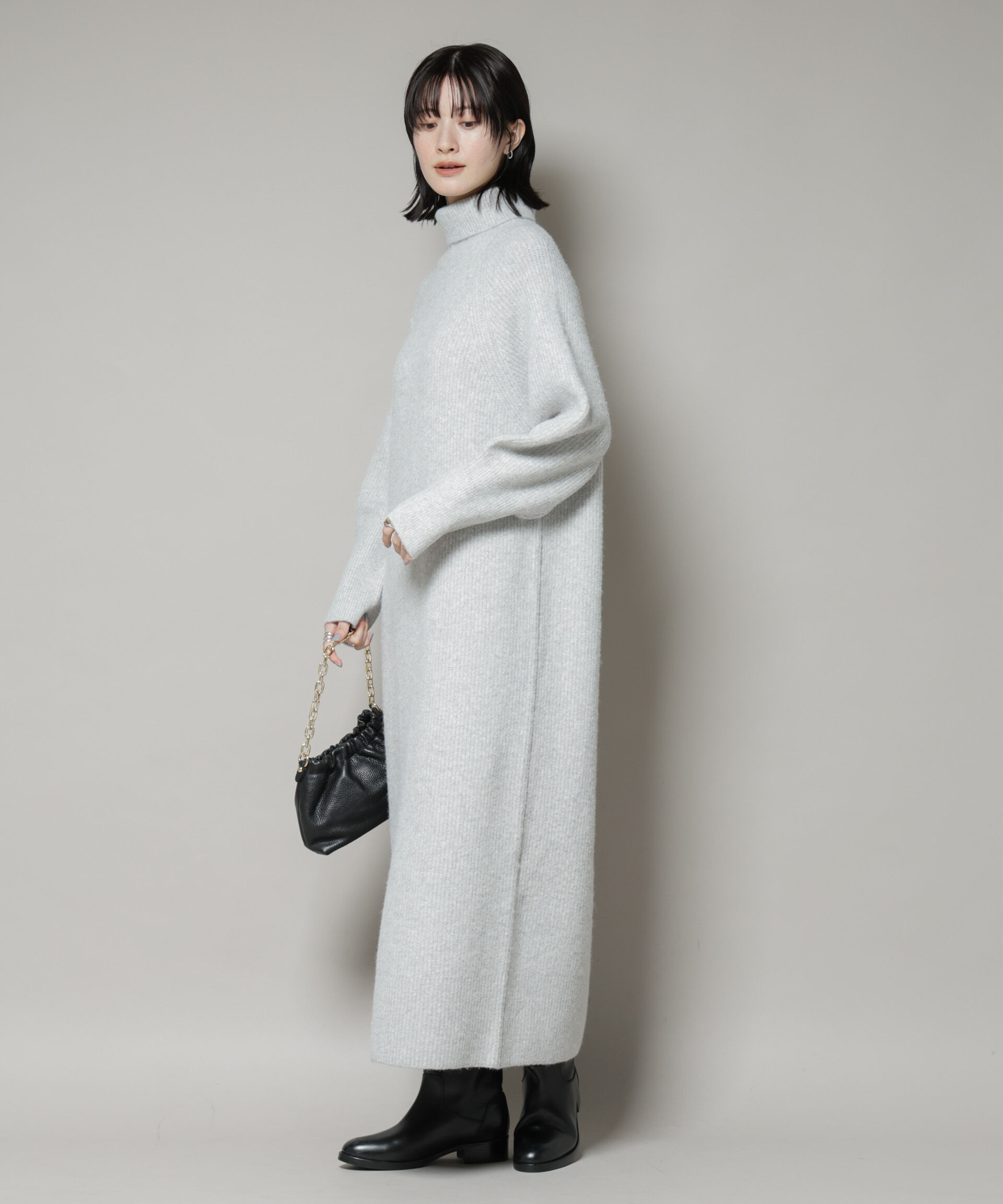 nano･universe「エアリーヤーン畦編タートルニットマキシワンピース」|ワンピース|