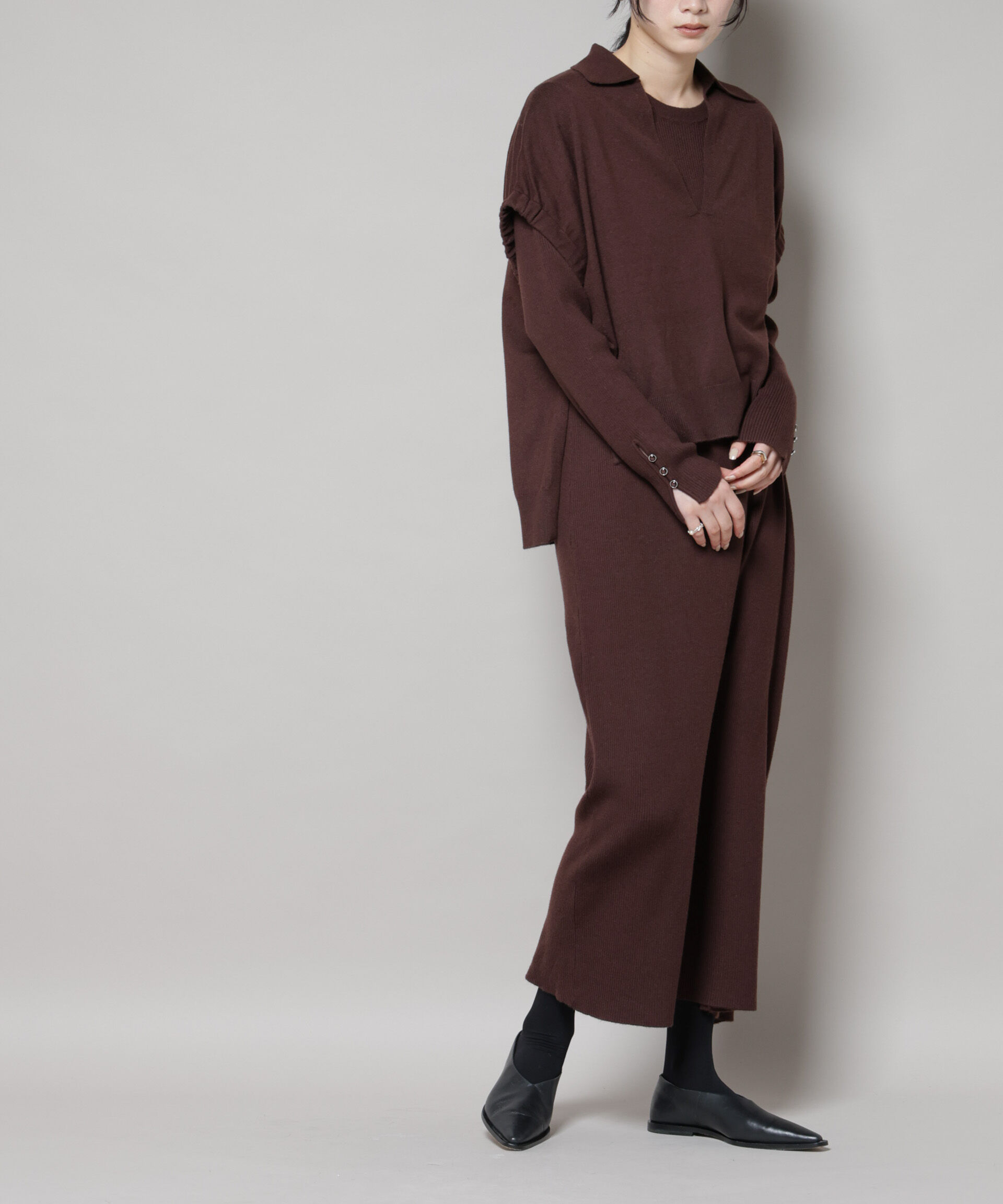 nano･universe「ドロストベスト＋リブニットワンピースセット」|ワンピース|