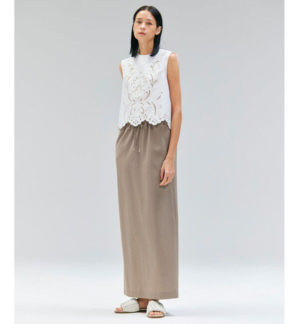 BEIGE,「【洗える】GALLERIA / コットンエンブロイダリーノースリーブブラウス」|シャツ・ブラウス|