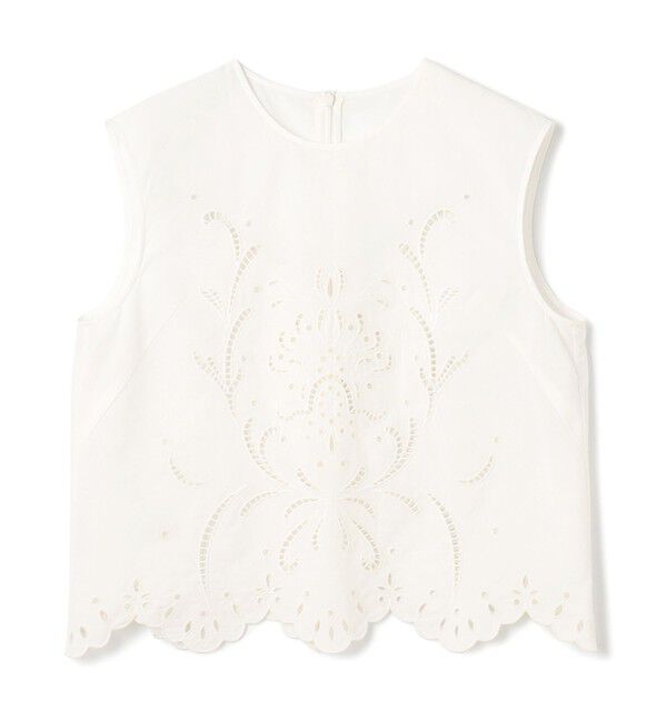 BEIGE,「【洗える】GALLERIA / コットンエンブロイダリーノースリーブブラウス」|シャツ・ブラウス|