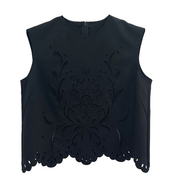 BEIGE,「【洗える】GALLERIA / コットンエンブロイダリーノースリーブブラウス」|シャツ・ブラウス|