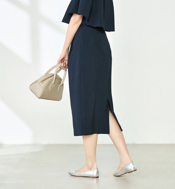 NOLLEY'S「《セットアップ対応》ウォッシャブル麻調タックタイトミディスカート」|タイト|