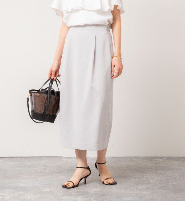 NOLLEY'S「《セットアップ対応》ウォッシャブル麻調タックタイトミディスカート」|タイト|