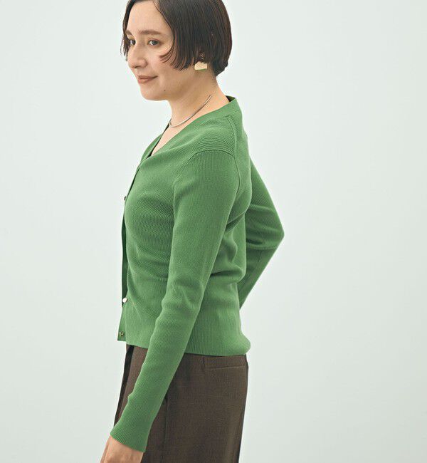 NOLLEY'S「《手洗い可能》リブ斜め柄Vネックカーディガン」|カーディガン|