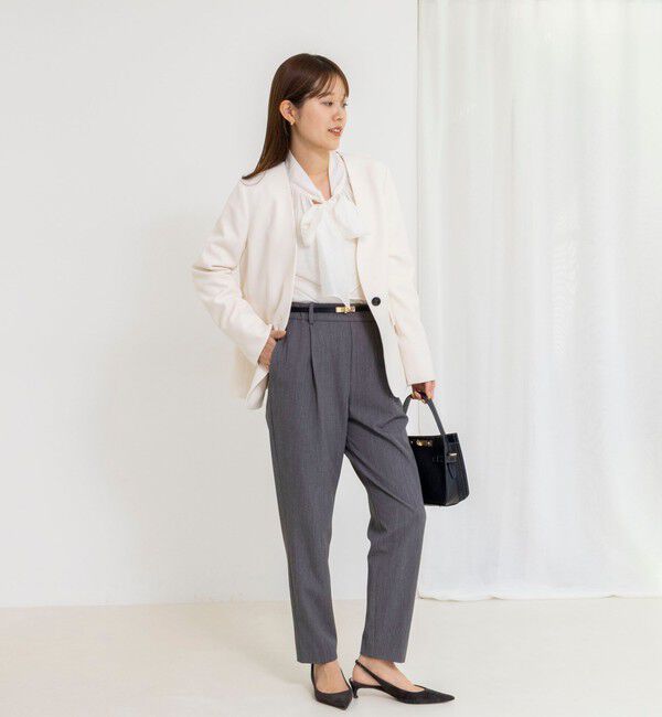 NOLLEY'S「《セットアップ対応》ウォッシャブルサージストレッチVネックジャケット」|ノーカラージャケット|