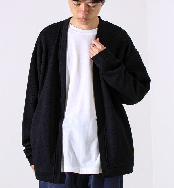 GLOSTER「【カーディガン＋ロンT セットアイテム】ふくれジャガード カーデアンサンブル」|カーディガン|ブラック