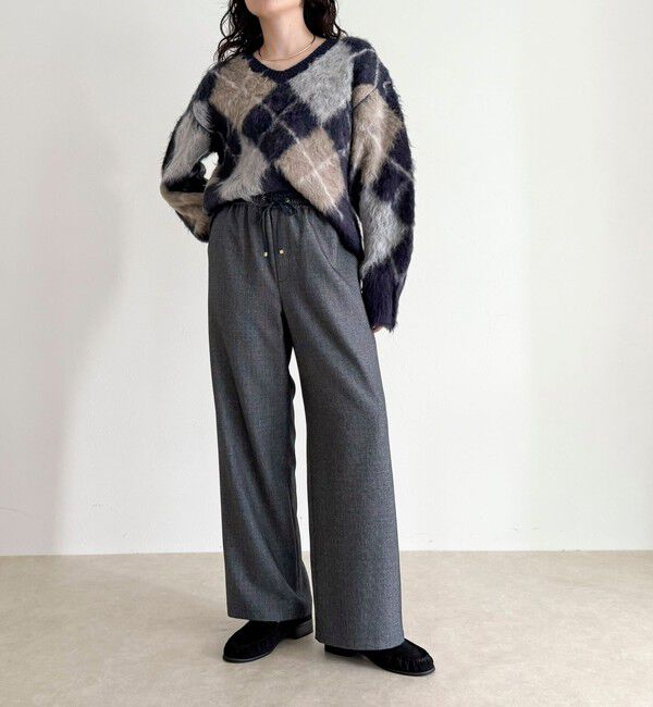 fredy emue「【4サイズ展開】ソフトシャークスキン/チェックイージーパンツ」|チノ|