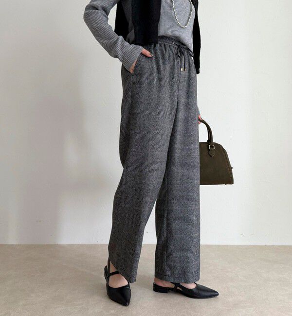 fredy emue「【4サイズ展開】ソフトシャークスキン/チェックイージーパンツ」|チノ|