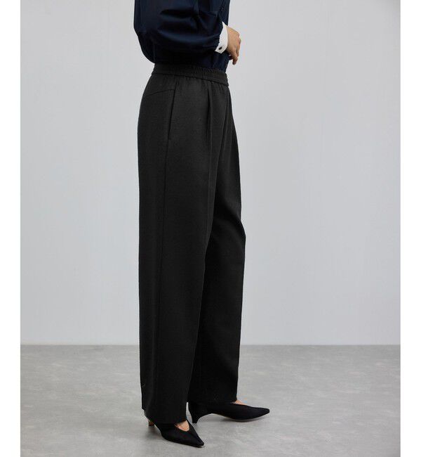 ROPE「ウールフランネルタックイージーパンツ/イージーケア・セットアップ対応」|チノ|ブラック(01)