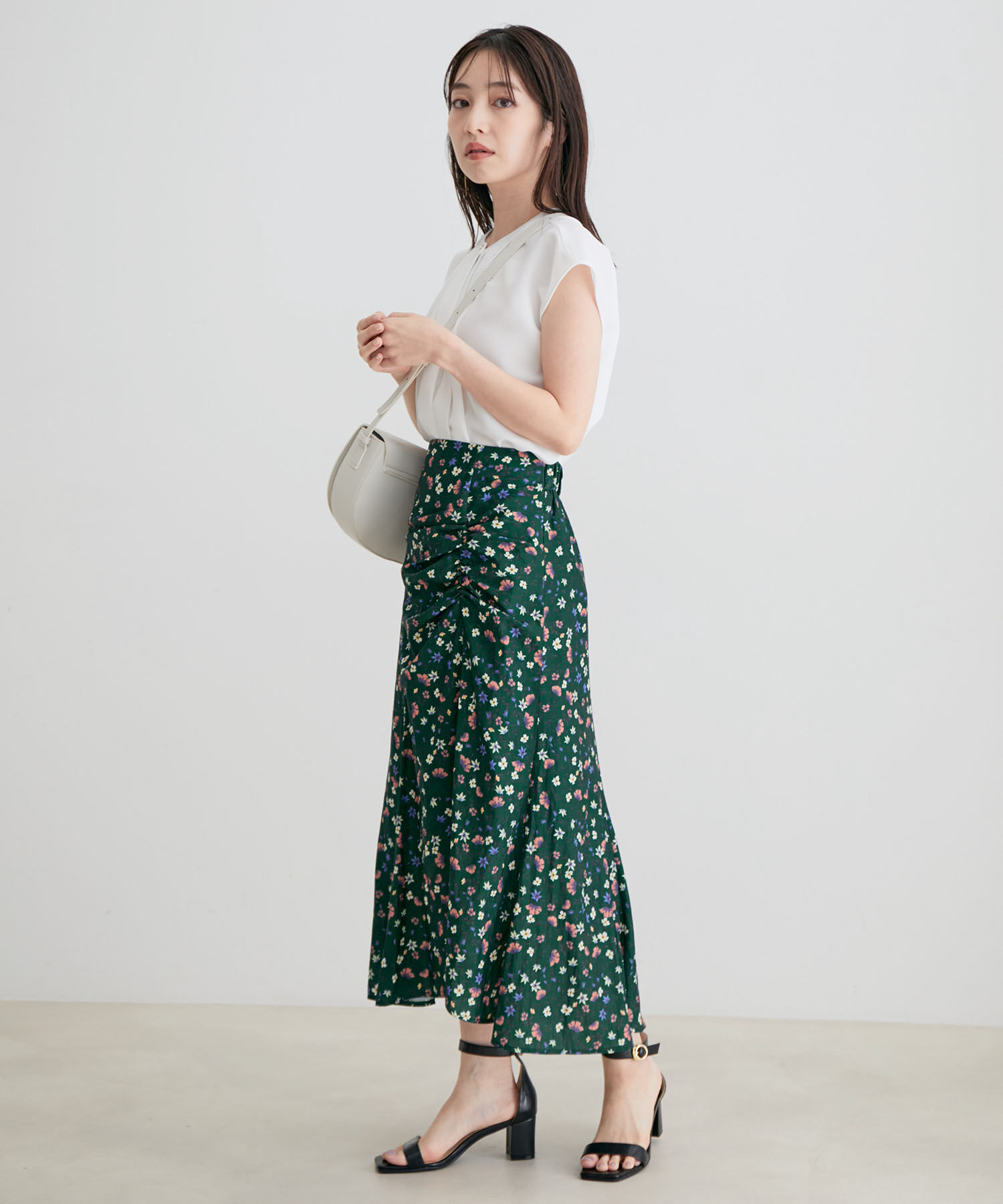VIS「フラワープリントアシメマーメイドスカート」|スカート|