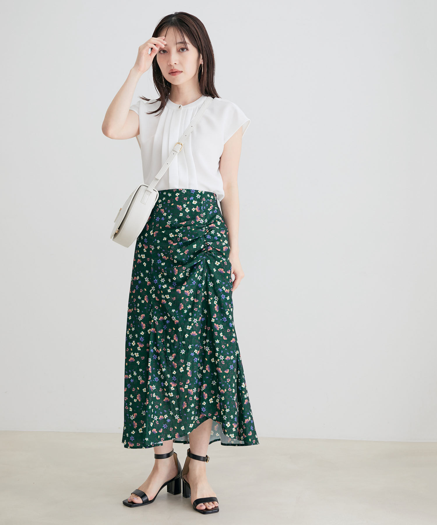 VIS「フラワープリントアシメマーメイドスカート」|スカート|