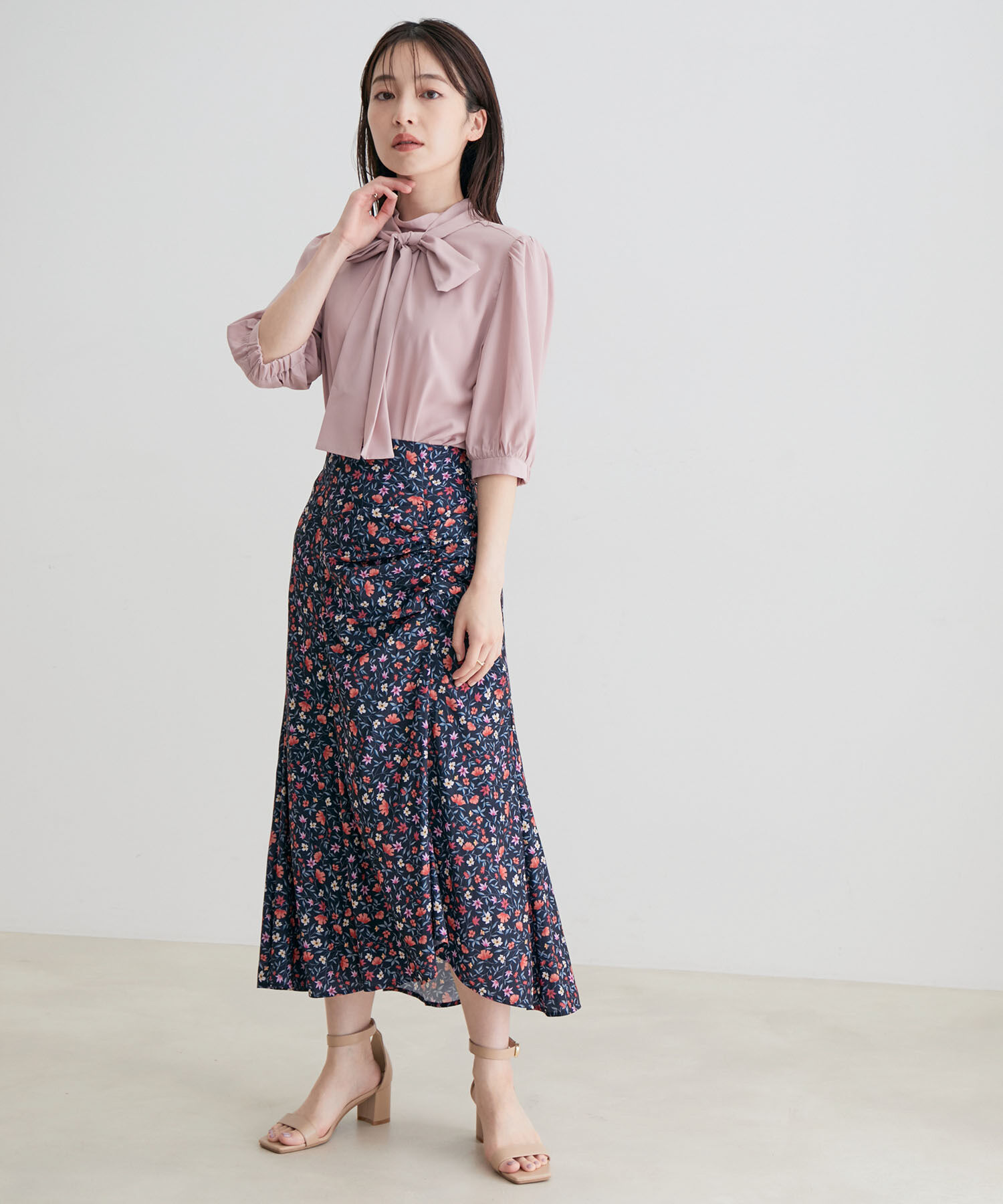 VIS「フラワープリントアシメマーメイドスカート」|スカート|