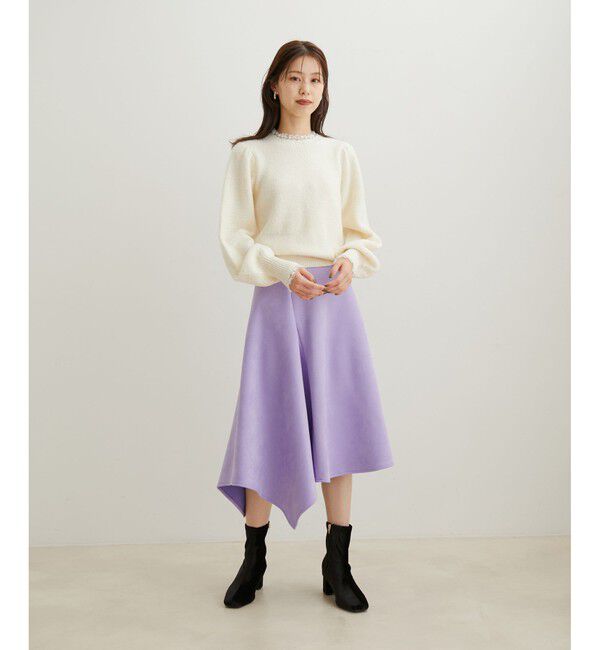 VIS「エコスエードアシンメトリーフレアスカート【sustainable】」|スカート|