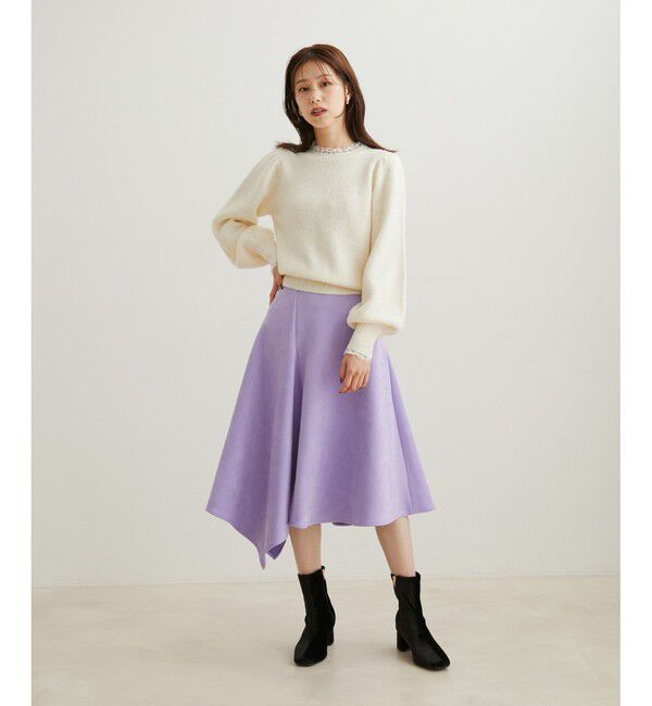 VIS「エコスエードアシンメトリーフレアスカート【sustainable】」|スカート|