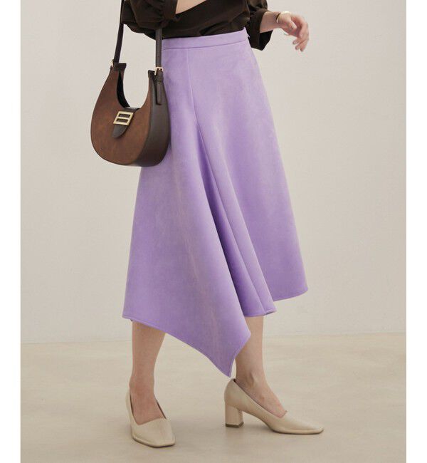 VIS「エコスエードアシンメトリーフレアスカート【sustainable】」|スカート|パープル系(54)