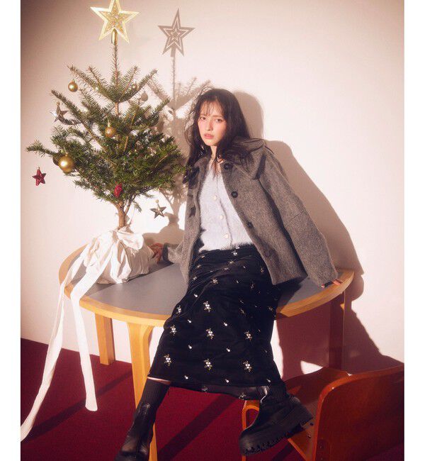 VIS「【アウター総選挙1位】ビッグカラーモモンガシャギーショートコート」|ブルゾン・スタジャン|