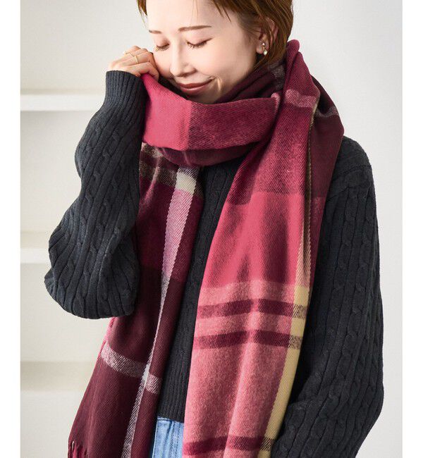 ROPE PICNIC PASSAGE「チェックストール」|ストール|レッド系(61)