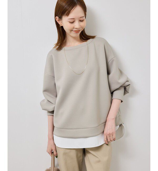 Rope&rsquo;Picnic「カルゼダンボールレイヤードプルオーバー」|Tシャツ・カットソー|グレーサブ(09)