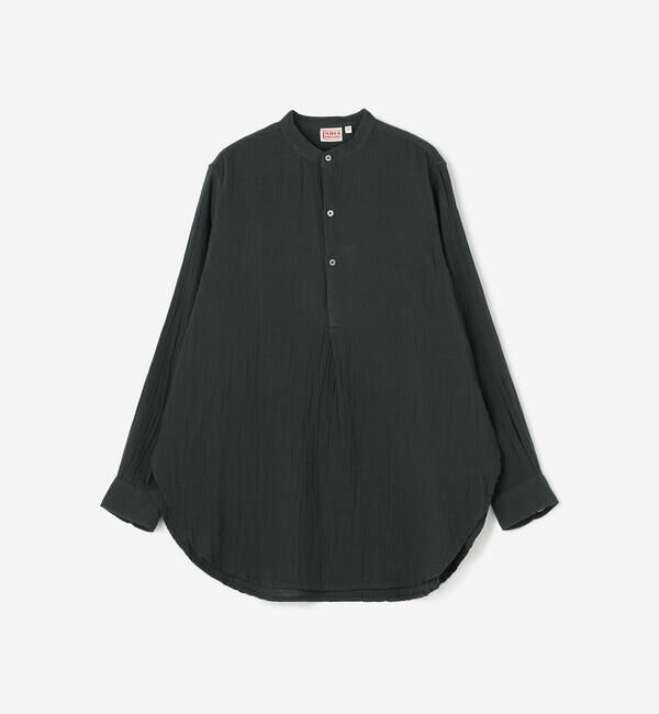  「INDIA INDUSTRY | ダブルガーゼ 長袖バンドカラーシャツ WOMEN」|シャツ・ブラウス|DKGREY