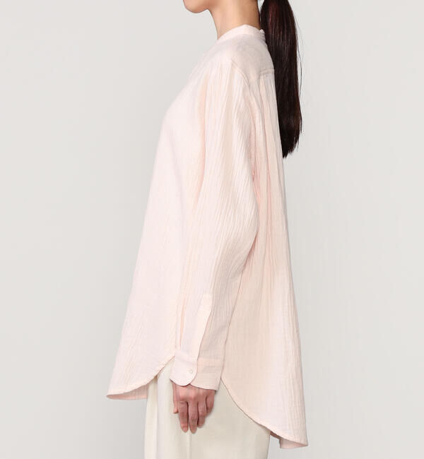  「INDIA INDUSTRY | ダブルガーゼ 長袖バンドカラーシャツ WOMEN」|シャツ・ブラウス|