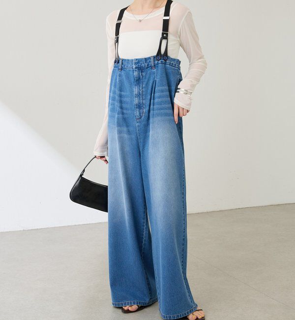  「Q.anos サスペンダーパンツ」|ワンピース|ブルー