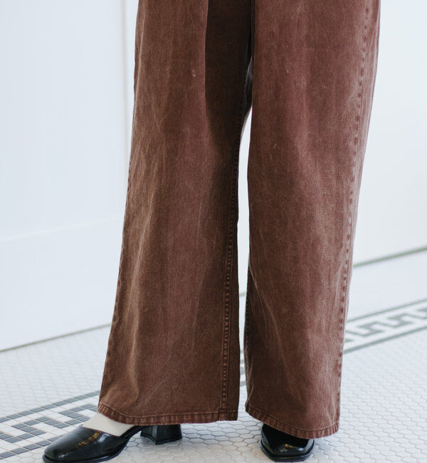  「【3サイズ】デニムタックワイドパンツ」|デニム|