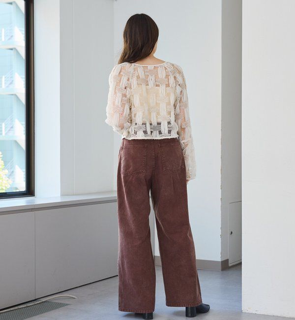  「【3サイズ】デニムタックワイドパンツ」|デニム|