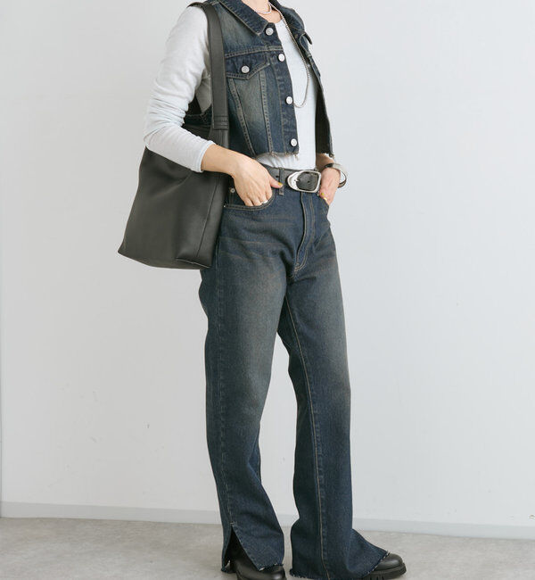  「【全骨格美脚見え！】slit DENIM」|デニム|