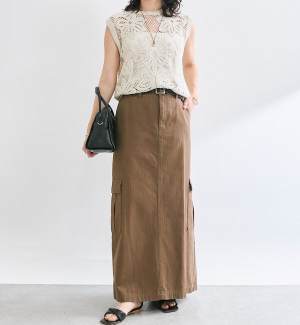  「【MONN.:.(モン)】カーゴマキシスカート」|スカート|