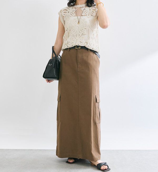  「【MONN.:.(モン)】カーゴマキシスカート」|スカート|