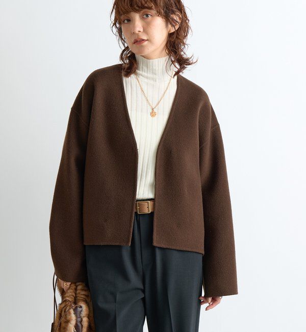  「【上品見え】ウールリバーショートコート」|その他|