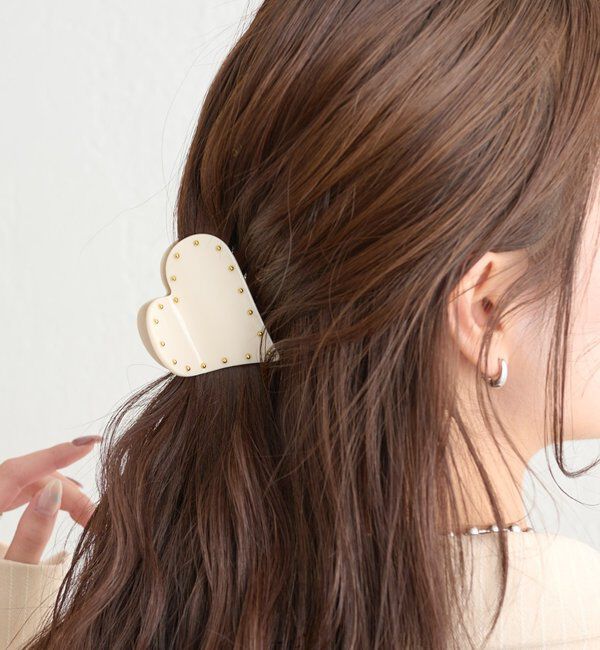  「マーブルハートヘアクリップ」|その他|オフホワイト
