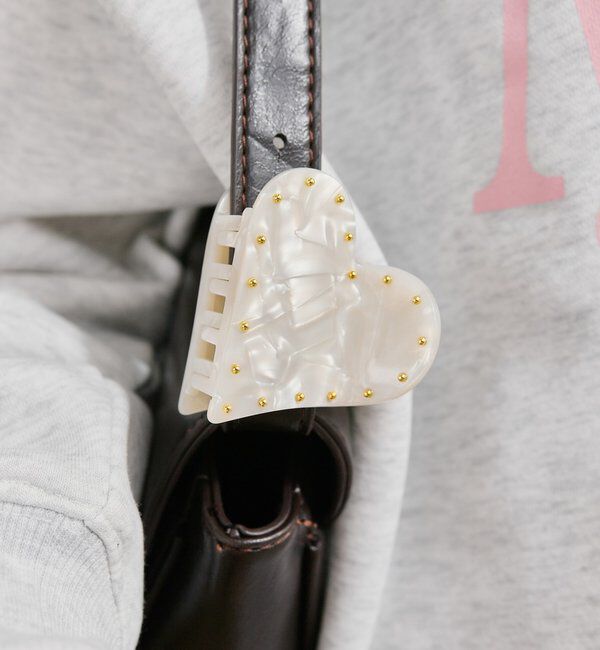  「マーブルハートヘアクリップ」|その他|アイボリー