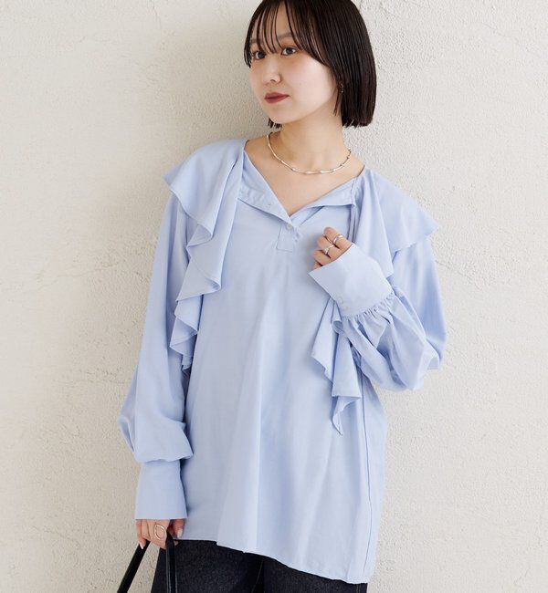  「ラッフルカラー ブラウス」|シャツ・ブラウス|