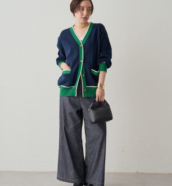  「配色ラインニットカーデ」|ニット・セーター|