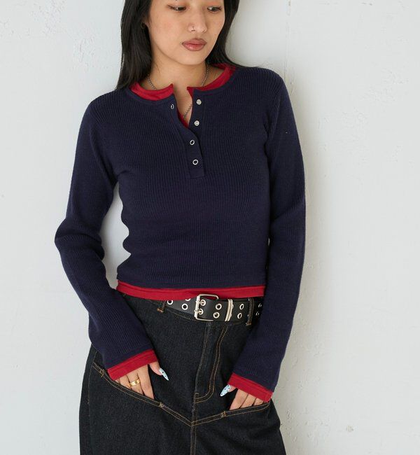  「LAYERED HENLEY KINT」|ニット・セーター|
