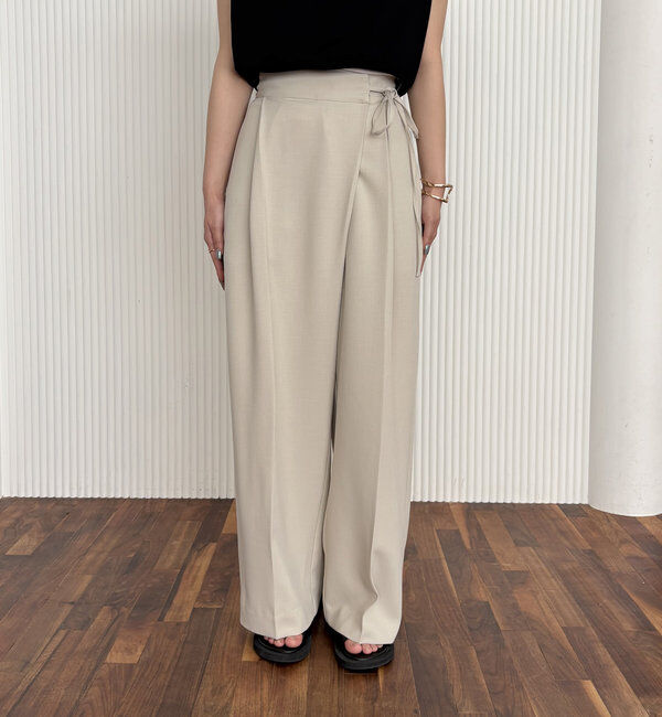  「【待望の追加決定！/新色ブラウン】ラップリボンパンツ」|チノ|