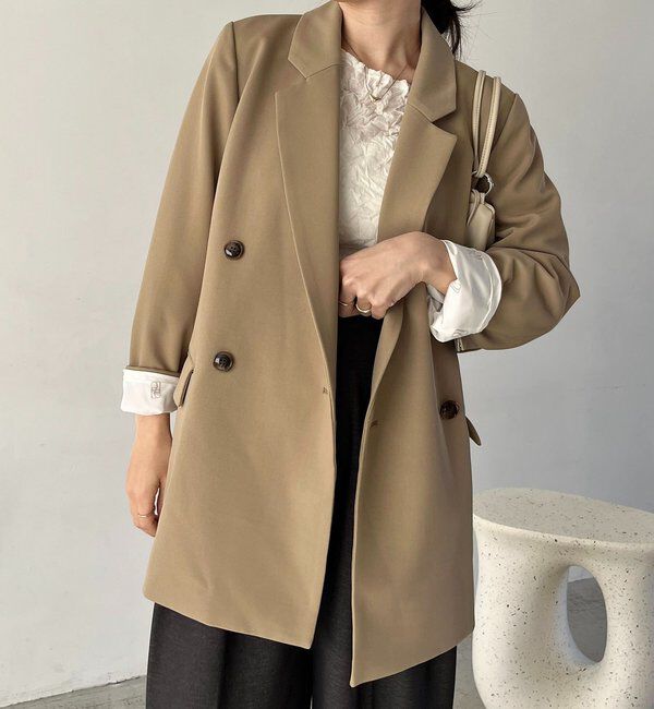  「【再販・サイズ展開あり・WEB限定カラー/グレージュ】Wテーラージャケット」|テーラードジャケット|