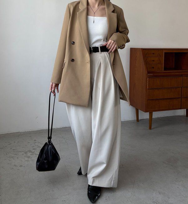  「【再販・サイズ展開あり・WEB限定カラー/グレージュ】Wテーラージャケット」|テーラードジャケット|