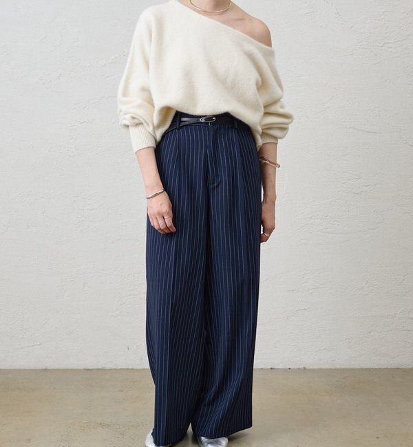  「《セットアップ着用可》ストライプウエストデザインパンツ」|チノ|