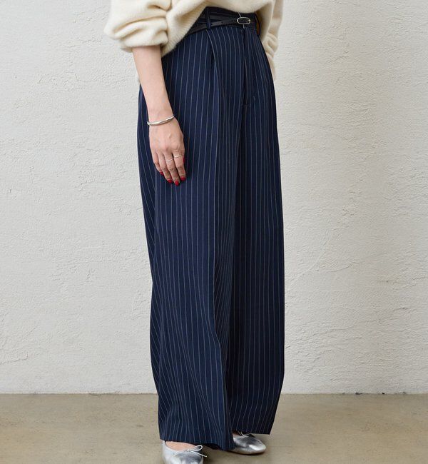  「《セットアップ着用可》ストライプウエストデザインパンツ」|チノ|
